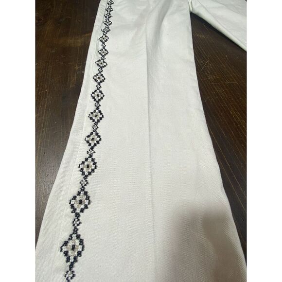 Ralph Lauren Jeans Southwestern Beaded Bootcut White Boho Sz 4 Embellished chic - Picture 11 of 15
